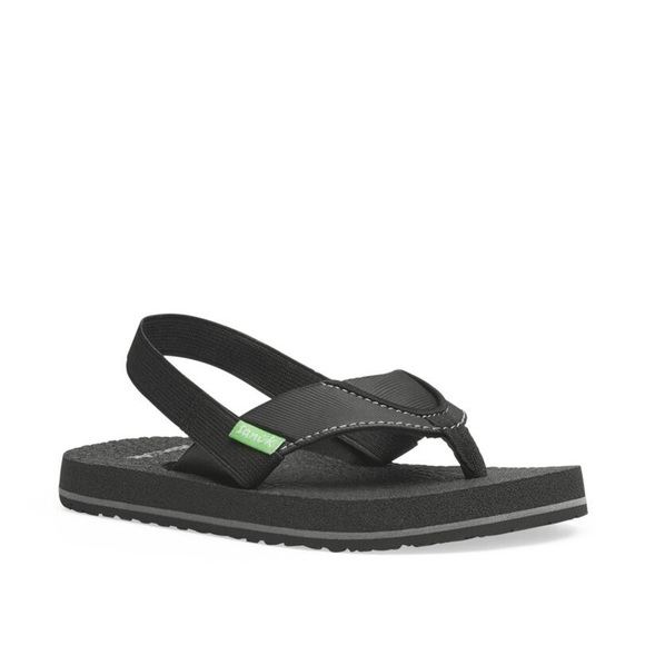 NWT Toddler Sanuk Sandals, Black Flip Flops, Root Beer Cozy, Toddler size 9-10 - Picture 2 of 7